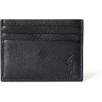Ralph Lauren unisex. 405913722002 Black grained leather card holder (OSFA), Casual, Classic