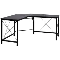 HOMCOM Kulmatyöpöytä L-muotoinen tietokonepöytä 150 x 150 x 76 cm, musta