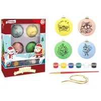 Hobby Hall Painetut joulupallot maalattavaksi 4 kpl. Diy + maalit + sivellin + nauhat artmaker