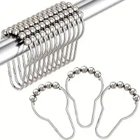 Hobby Hall 12-kappaleinen nikkelinen suihkuverhorenkaat, ruosteenkestävät metallikoukut, Nikelis (12 vnt/komplektas)