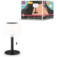 Paulmann LED-aurinkopöytälamppu Bartja, musta, IP44 himmennettävä, Musta, Olohuone/ruokailutila, Synteettinen materiaali, Moderni, aurinkokennovalaisin