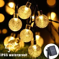 Hobby Hall (12M 100LEDiä x 1,8cm lämmin) 200 LED-valosarja ulkokäyttöön aurinkokeijuvalot IP65 vedenpitävä seppele joulukoristeita häälamppu puutarha, 12M 100LED x 1,8cm šiltas