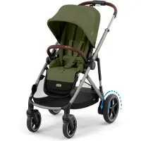 Cybex e-Gazelle S Yhdistelmävaunut + Axkid GOKID Turvakaukalo & Telakka, Moss Green/Taupe