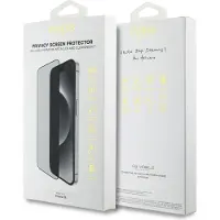 GUESS iPhone 16 2.5D yksityisyyden suoja karkaistu lasi näytönsuoja - 9H - musta reuna
