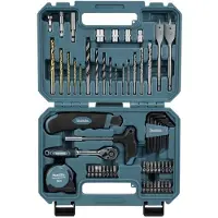 Makita E-15095 60-osainen poranterä- ja bittivalikoima metalli, kivi, betoni, puu, tiili 3 mm, 4 mm, 5 mm, 6 mm.