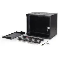 Digitus DN-49205-SET, Seinään asennettava laitekehikko, 9U, 60 kg, Näppäinlukko, Kotelon kiskot, Tehostunut kaapelinhallinta