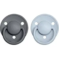BIBS De Lux Natural Rubber Size 1: 0+ months tutti Iron / Baby Blue 2 kpl