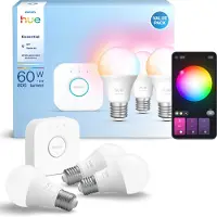 Philips Hue White and color ambiance Essential A60 E27 älylamppu 3 kpl ja Hue Bridge