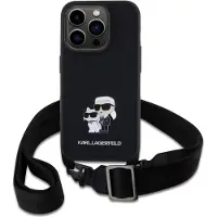 Karl Lagerfeld Saffiano Crossbody Strap Metal Karl And Choupette Iphone 15 Pro Puhelinkotelo
