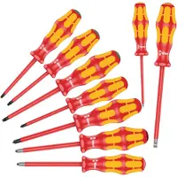 Wera 160i/162i/167i/9 VDE ruuvimeisseli, litteä, ristipää Phillips, Pozidriv-ruuvit, TORX sisäosa 9 kappaletta
