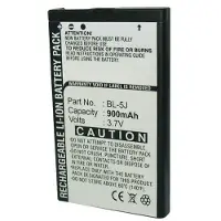123accu Nokia BL-5J yhteensopiva akku 900 mAh