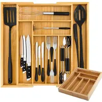 Hobby Hall Bambuinen ruokailuvälineiden järjestäjä, 8 lokeroa, 45 cm