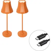 QAZQA 2 kpl Retro pöytävalaisimia oranssit ladattavat IP44 - Granny