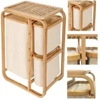 Hobby Hall Bambu pyykkikori Suuri kolmikammioinen Beige XL, XL