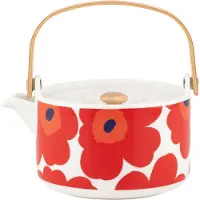 Marimekko Unikko teekannu 7 dl, valkoinen/punainen/sininen