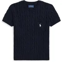 Ralph Lauren Cable-Knit Cotton Short-Sleeve Sweater - Navy - 129-130