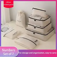 Hobby Hall 7-osainen Matkustusjärjestelmäsetti, Polyesteri Pakkauskuutiot Digitaalinen, Hygienia, Meikki, Vaatteet, Kengät, Matkatavarasäilytyspussit, Smėlio spalva