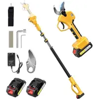 Hobby Hall Ammattimaiset sähköiset oksasakset 250 cm varrella, akkukäyttöiset leikkurit 50 mm, sk7-terät, 21 v 4000 mah akku, oksasakset yltävät jopa 5 metrin korkeudelle puutarhanhoidossa ja hedelmäpuissa