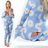Hobby Hall NAISTEN pyjama napittomalla läpällä sininen s 164_FLOWER_S, XL