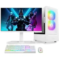 Hobby Hall Tietokone Gaming PC White Komplekt, Intel Core Ultra 5 225F 4.2 GHz, 1 TB SSD, RAM 32GB DDR5, GeForce RTX 5060 8GB, PSU 600W, Windows 11 24″ FullHD 1920×1080 165Hz