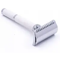 Parker 70C - Unisex White & Chrome Handle Open Comb Head 3 Piece Safety Razor - White - ONE SIZE