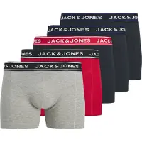 Jack & Jones Bokserishortsit 'JACHector' marine / meleerattu harmaa / punainen