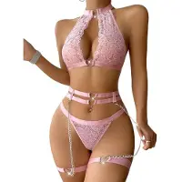 Dark Red Brand Kolmiosainen alusasusetti Cute Lace, vaaleanpunainen