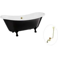Besco Kylpyamme Amelia B&W 190, Black/White+Black, sifonilla ja ylivuodolla Klik-klak Kulta