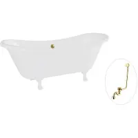 Besco Kylpyamme Amelia 190, White+White, sifonilla ja ylivuodolla, Klik-klak kulta
