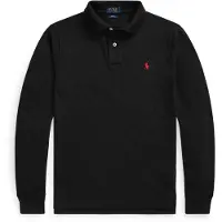 Ralph Lauren for man. 710681126037 Slim fit long sleeve piqué polo shirt black (S), Casual, Cotton