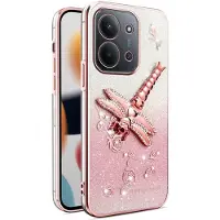 SKALO Xiaomi Redmi 15C (173mm) KADEM Dragonfly Glitter Suojakuori - Pinkki
