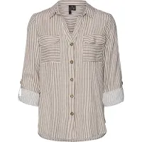 Vero Moda Pusero 'Bumpy' vaaleanruskea / valkoinen