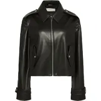 Calvin Klein Leather Moto Jacket - Black - S
