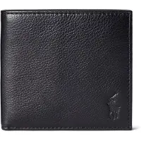 Ralph Lauren unisex. 405913723001 Black grained leather wallet (OSFA), Casual, Classic
