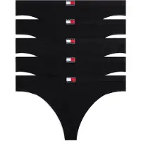 Tommy Hilfiger 5 Pack Flag Thong - Black - XS