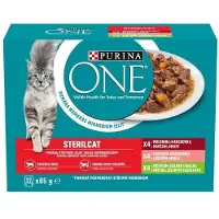Purina One Sterilcat Chicken and Beef Mix, Kissan märkäruoka, Adult, 12 x 85 g