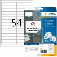 Herma 10015, Valkoinen, Pyöristetty suorakulmio, Irroitettava, Paperi, Matta, Laser/Inkjet