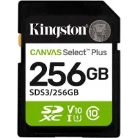 Kingston 256GB SDXC muistikortti Canvas Select Plus, Class10 UHS-I V10 – 100 MB/s