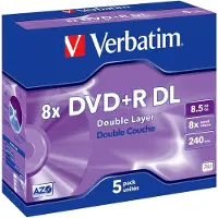 Verbatim VB-DPD55JC, DVD+R DL, 120 mm, Korurasia, 5 kpl, 8,5 GB (43541)