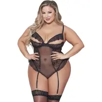 Seven Til' Midnight Mesh Teddy Sukkanauhoilla Plus Size - Musta - 3XL/4XL