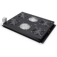 Digitus ROOF VENT. UNIT, UNIQUE SERVER RACKS 4 FANS, THERMOSTAT, SWITCH, BLACK (RAL 9005) (DN-19 FAN-4-SRV-B)