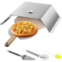 Vevor -pizzauunisarja, ruostumattomasta teräksestä valmistettu grillipizzauuni, pizzanvalmistussarja useimmille 22 tuuman hiiligrilleille, grillipizzauunisarja, joka sisältää pizzakammion, 13 tuuman py