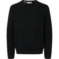 Selected Slhross Ls Knit Structure Crew Neck Noos - Black - L