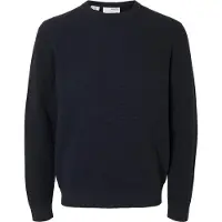 Selected Slhross Ls Knit Structure Crew Neck Noos - Navy - L