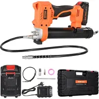 Vevor akkukäyttöinen rasvapuristin, 8000 PSI maksimipaine, 20 V sähkökäyttöinen rasvapuristin 2,0 Ah akulla ja LED-valolla, 35,4 tuuman pitkä letku ja kantolaukku, säädettävänopeuksiset liipaisimet, a