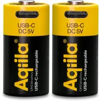 Aqiila Ladattava USB-C akku CR123A 750mAh