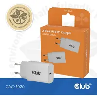 Club 3D 30W GaN-verkkovirtalaturi, USB-C PD3.0, valkoinen, 2 kpl