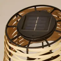 Searchlight Solar-LED-pöytävalaisin Dalisay, ruskea, rottinki, 31 cm, IP44 Dalisay, Vaalea puu, Puu, Kartano/rustiikki