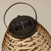 Searchlight Solar-LED-terassivalaisin Netan, ruskea, rottinki, 23 cm, IP44 Netan, Vaalea puu, Puu, Kartano/rustiikki