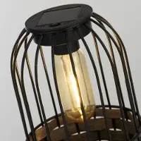 Searchlight Solar-LED-terassivalaisin Tahoa, 26 cm, harmaa, rottinki, IP44 Tahoa, Alumiini/harmaa/sinkki, Puu, Kartano/rustiikki